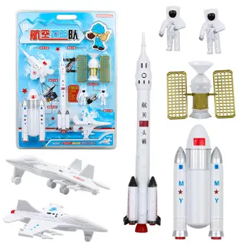 7pcs имитират космическа ракета моделиране на фигури набор от играчки за деца, играчки за момчета за дете от 2 до 4 години