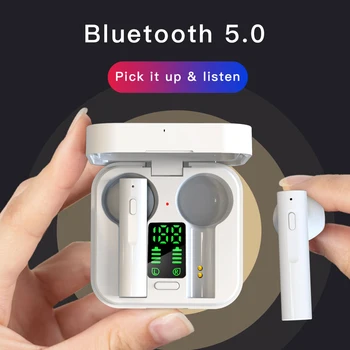 AIR6S Plus TWS Bluetooth 5.0 слушалки Слънчево зарядно устройство ще захранване на скоростната тапи за уши спортни водоустойчив намаляване на шума истинската безжична слушалка
