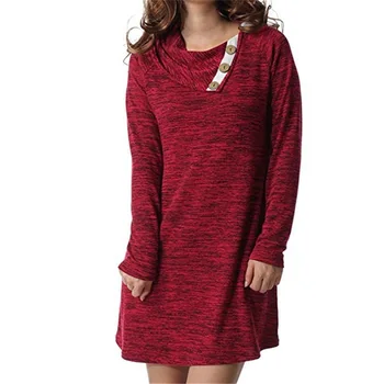 облекло OWLPRINCESS 2020 нов стил за есента и зимата копчета на ревера свободно рокля с дълги ръкави