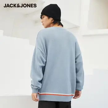 JackJones мъжки извънгабаритни контрастен абстрактен модел кръгъл отвор плета пуловер|220324030