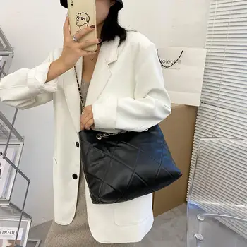 Мода решетеста модел жените куриерски чанти за ежедневни голям капацитет изкуствена кожа лотария рамото Crossbody чанта