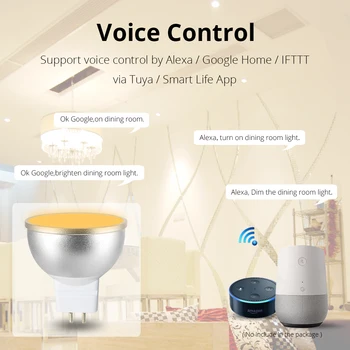 12 V GU5.3 крушка работи с Алекса Echo Google Home Home Automation RGBW 2.4 G WIFI APP Voice Таймер Dimmer Control MR16