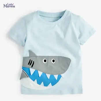 Малко Мэйвен деца 2020 лятото на нов baby boys облекло акула апликация Марка памук с къс ръкав тениска Момиче tee върховете 51726