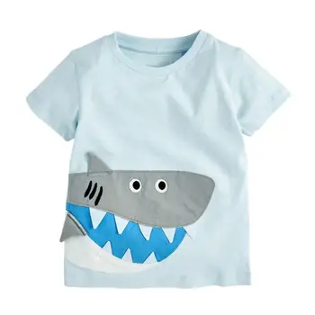 Малко Мэйвен деца 2020 лятото на нов baby boys облекло акула апликация Марка памук с къс ръкав тениска Момиче tee върховете 51726