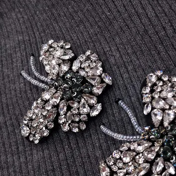 GZHilovingL Woman Butterfly Diamonds Beads Beanies Hats Мека Тънка Вълна Памук Плетене Skullies Beanies Шапка За Дами Момичета