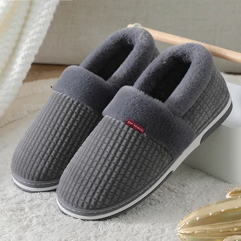 2020 winter men slippers Male Нетъкан stripes indoor Home slippers for men silp on cotton платформа slippers plus size