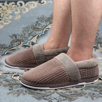 2020 winter men slippers Male Нетъкан stripes indoor Home slippers for men silp on cotton платформа slippers plus size