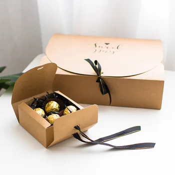 10шт опаковъчна хартия и хартиена кутия за Сватба, Рожден Ден доставка на шоколад облекло пакет кутии за съхранение на сладкарски изделия облекло