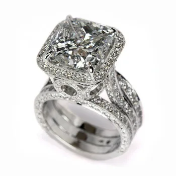925 anillos silver Vintage Promise ring Cut Cut 2ct AAAAA Циркон Cz диамантен годежен пръстен съд партия пръстени за жени, мъже