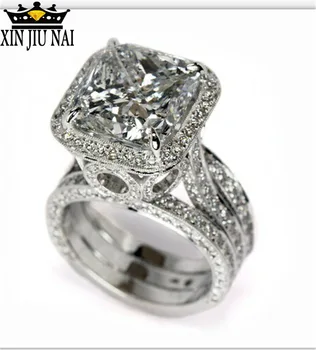 925 anillos silver Vintage Promise ring Cut Cut 2ct AAAAA Циркон Cz диамантен годежен пръстен съд партия пръстени за жени, мъже