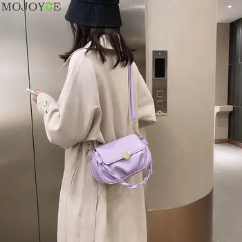Мода изкуствена кожа на жената на рамото клатч нагънат плътен цвят Messenger малка Дама Crossbody чанта