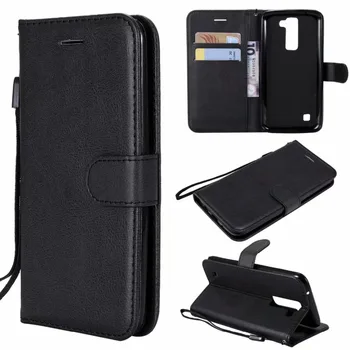 Портфейл калъф за LG K7 флип-надолу капачката чист цвят изкуствена кожа мобилен телефон чанти на Корпуса Fundas за LG K8