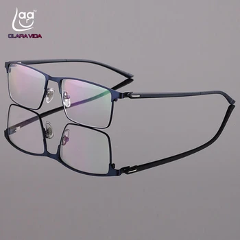 Пълен рамки за очила мъжки слънчеви очила титан сплав бизнес ultralight TR90 краката изискана линия силиконови носа облицовка оптична рамка