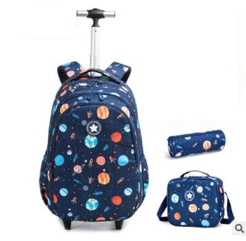 детска училищна чанта за количка комплекти за училище подвижен раница, чанта Детска школа колесни раница за момичета училищната чанта на колела