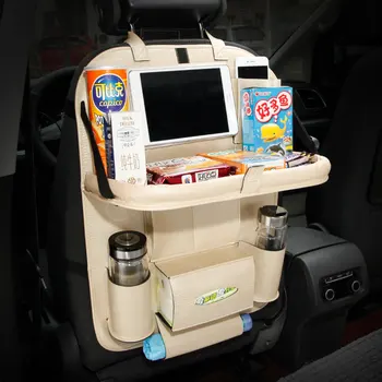 Автомобилна сгъваема чанта за съхранение на задната седалка на хранително-вкусовата тава маса за отцеждане на задната седалка на водата автомобилна поставка за чаши с многофункционален сгъваем организатор