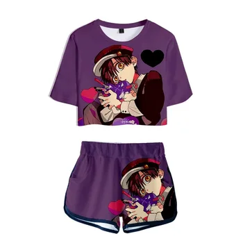 Cross-border hot selling cosplay costumeToilet-Bound Hanako-kun digital printing, 3D open navel short sleeve-T-shirt shorts set