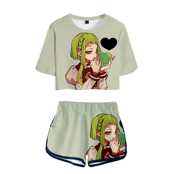 Cross-border hot selling cosplay costumeToilet-Bound Hanako-kun digital printing, 3D open navel short sleeve-T-shirt shorts set