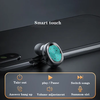 Bluetooth 5.0 слушалки TWS Mini HIFI In-ear Sports стартира слушалки зарядно устройство ще захранване на скоростна безжична слушалка с микрофон HD Покана