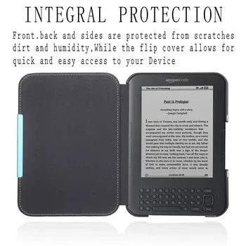 Изкуствена кожа флип Фолио магнитна Корица на книгата за Capa Amazon Kindle 3 ebook reader клавиатура на екрана ereader D00901 защитен калъф