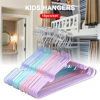 10шт плътен цвят метални закачалки за детски дрехи на тънки назъбени зъби, закачалки, 11.6