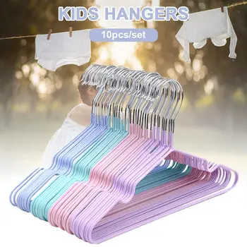 10шт плътен цвят метални закачалки за детски дрехи на тънки назъбени зъби, закачалки, 11.6