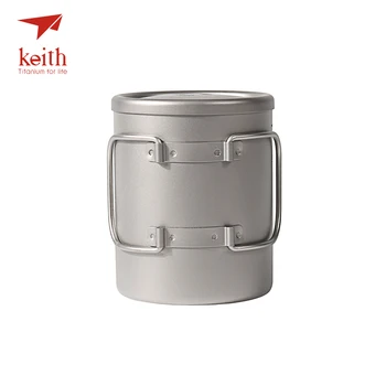 Кийт Pure Titanium Double Wall Water Mugs Титановая Кутията Със Сгъваеми Дръжки Drinkware Outdoor Camping Cup Ultralight Travel Mug