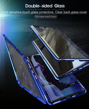 За Samsung Samsung Galaxy Note 10 Pro магнитен калъф 360 отпред+отзад 9H закалено стъкло калъф за Samsung Note10 Плюс 10+ метална броня калъф