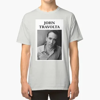 Никълъс Траволта, Джон Кейдж Wtf ? Тениска John Travolta Nicolas Cage Смешно Грешен Хумор Шега Лицето