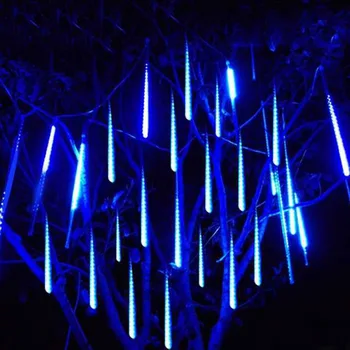 30 см 8 тръби LED Слънчев метеоритен дъжд Вали светлини открит водоустойчив Коледа слънчева светлина ред за украса на сватба