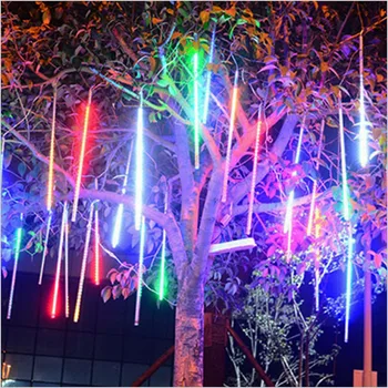 30 см 8 тръби LED Слънчев метеоритен дъжд Вали светлини открит водоустойчив Коледа слънчева светлина ред за украса на сватба