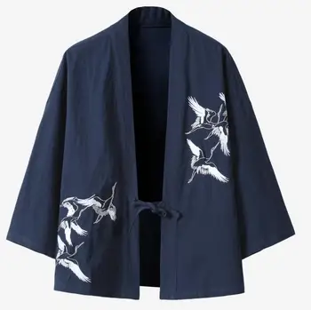 Бродерия госпожица кимоно мъжете японски жилетка реколта хаори Азиатската облекло свободни самураи юката ежедневни връхни дрехи плюс размер 5XL