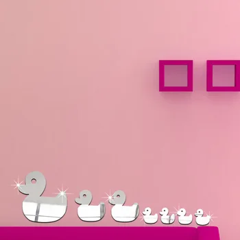 3D стенни огледала етикети патица начало декор декорация на банята САМ подвижни стикери за стена, художествено декориране на детски децата интериор на спалнята