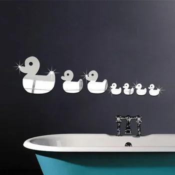 3D стенни огледала етикети патица начало декор декорация на банята САМ подвижни стикери за стена, художествено декориране на детски децата интериор на спалнята