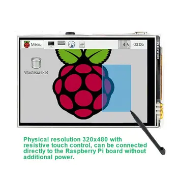 За Raspberry Pi 4 цветен TFT сензорен LCD дисплей 3,5 инча + ABS калъф +сензорна писалка LCD монитор, комплект за Raspberry Pi 4B