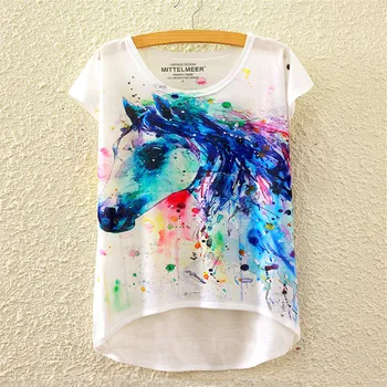 Artguy Summer Fashion Сладък Kawaii T Shirt Harajuku High Low Style Creative Print T-shirt тениска с къс ръкав дамски блузи