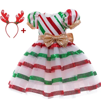 Коледна рокля дрехи за момичета в ивицата зимни детски рокли за момичета лук Сватба парти рокля на принцеса vestidos Детски дрехи