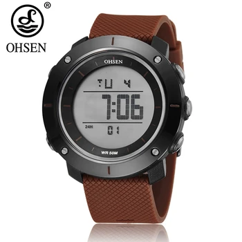 OHSEN Digital Men Fashion Watches Alarm Хроно Military Man ръчен часовник водоустойчив Спорт кафе шок армейските часовници Reloj Hombre