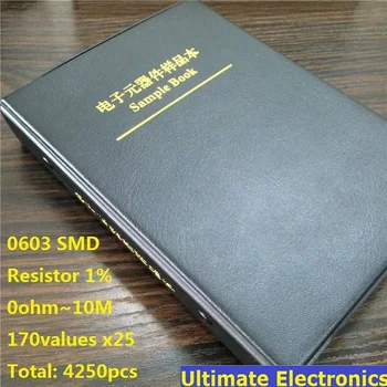 0603 1/10W SMD Resistor Sample Book 170values*25pcs=4250pcs 1% 0ohm to 10M Чип Resistor Assorted Kit