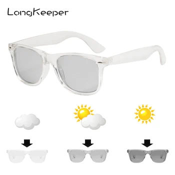 LongKeeper нови поляризирани фотохромичните слънчеви очила мъжете, промяна на цвета, UV400 слънчеви очила за Жени с черна прозрачна рамка за очила 1029
