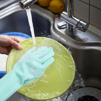 Да Не Се Повреди Ръцете Си Магическа Силиконовата Четка За Миене На Съдове Гъба За Миене На Съдове Търкане Ръкавици Прави Почистване На Кухня 1 Чифт