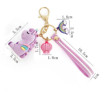 1бр модерен сладък фея PVC Rainbow Unicorn ключодържател мулти-стил на кон обвивка Силиконов ключодържател ключодържател за жени, момичета подарък