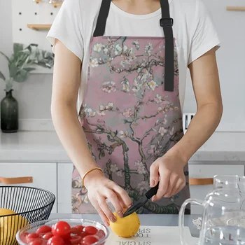 Цвете бадеми Винсент Ван Гог розова престилка Кухня домашната кухня престилка кухненски принадлежности за печене престилки за жени