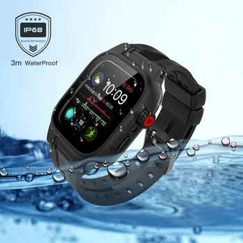 Черен спортен екран протектор непромокаем калъф за Apple Watch Case Series 6 SE 5 4 3 силикон каишка каишка за iWatch 44 мм 42 мм