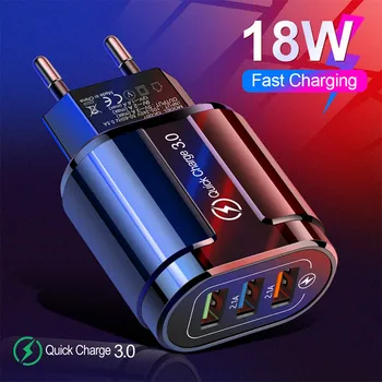 18W USB Charger UE/US Fast Charging QC 3.0 Quick Charger for iPhone Samsung Xiaomi Wall Charge Mobile USB Charger Adapter Head