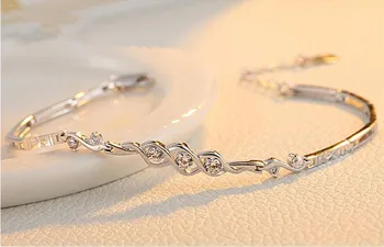 сребро 925 мода блестящи Кристали, Дамски гривни, бижута жените ladies'bracelet не изчезват капка
