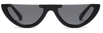 Хладен 2019 Полуфинал Rimless тесни слънчеви очила жени самоличността на мода рамка Cat Eye слънчеви очила женски цветни UV400