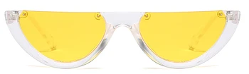 Хладен 2019 Полуфинал Rimless тесни слънчеви очила жени самоличността на мода рамка Cat Eye слънчеви очила женски цветни UV400