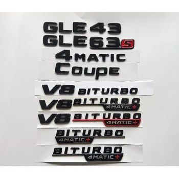 Лъскавите черни букви GLE43 GLE63 GLE63s V8 BITURBO 4MATIC+ крило на багажника емблема емблема икони за Mercedes Benz AMG W166 C292
