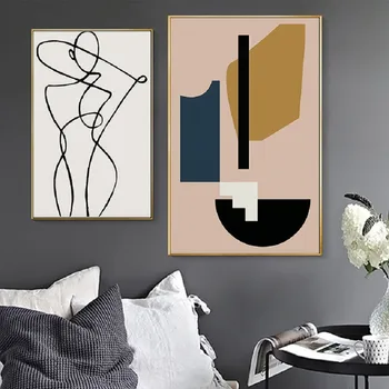Скандинавия скандинавски абстрактна геометрична фигура платно Живопис плакати, щампи стенни художествени картини за хола домашен интериор