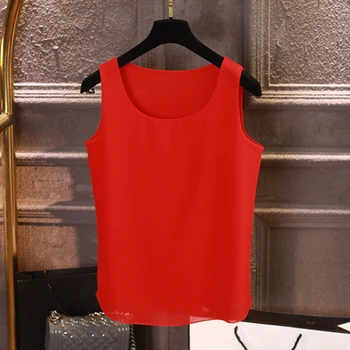 2019 лятото голям размер шифоновые тениски жени плюс размер 4XL плътен черен/червен основни танкове жилетка 8 цвята